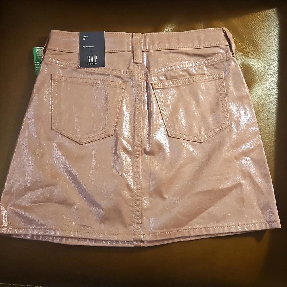 GAP Shimmering Metallic Pink Denim Mini Skirt